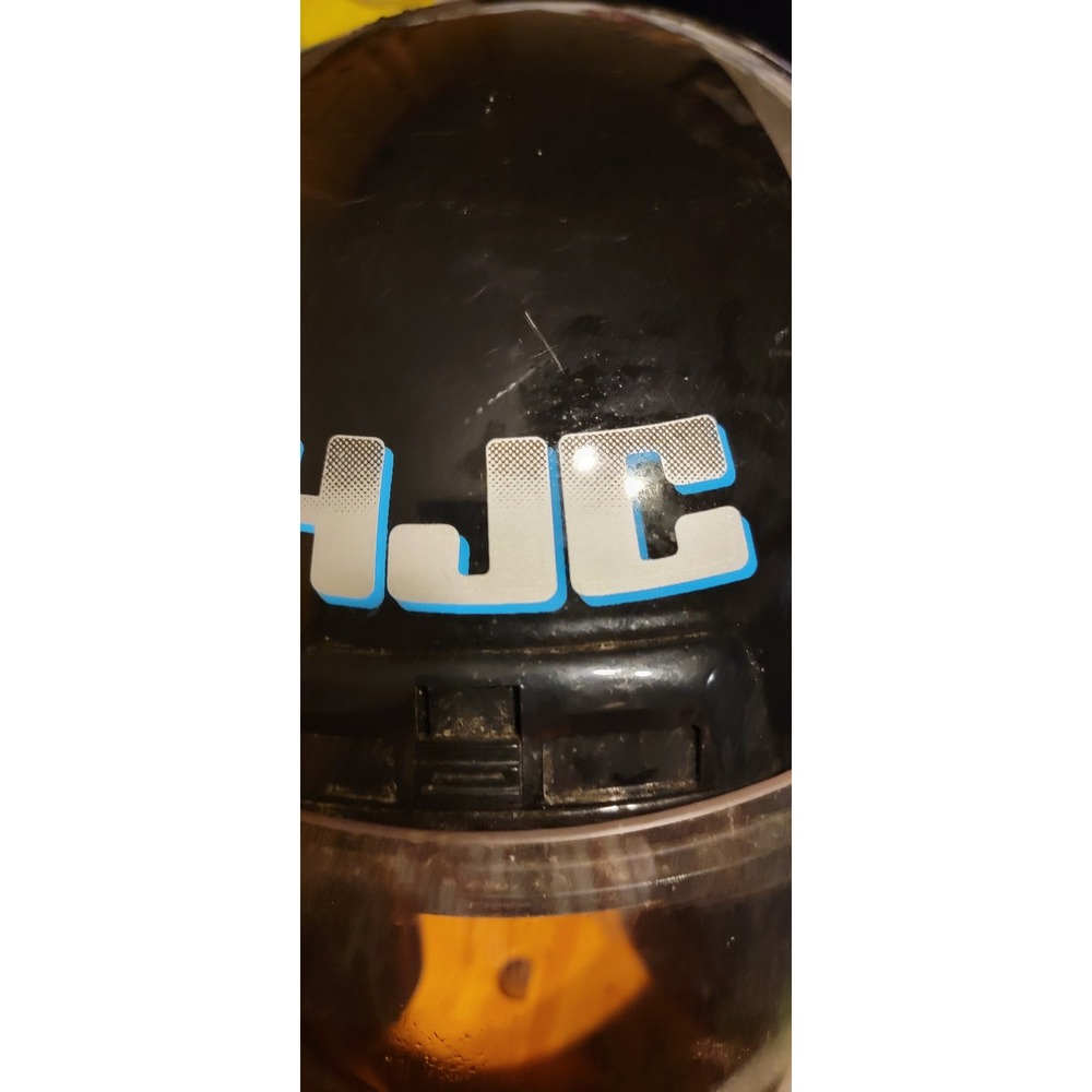HJC Full Face Motorcycle Helmet Black Blue Flame Graphic Snell M90 DOT Size XL - Picture 4 of 13